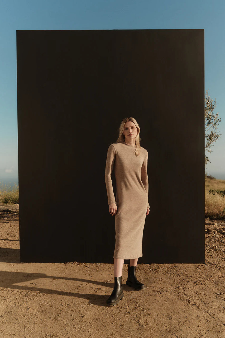 Bray - 2x1 Brushed Rib L/S Dress Pecan
