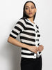 Open Knit Cardi - Blk/White