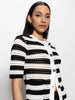 Open Knit Cardi - Blk/White
