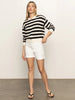 Open Knit Bomber-Black Stripe