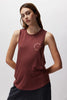 Practice Gratitude Double Twist Tank- Washed Burgundy