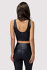 Indie Wet Look Crop Tank- Black