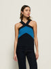 Indy Halter Sweater Top - Seascape