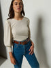 Loren Peasant Top - Heather Oatmeal