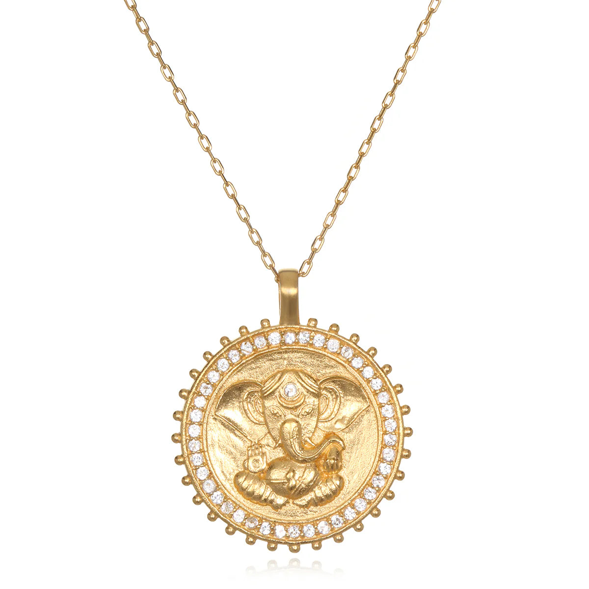 White Topaz Ganesha Necklace