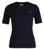Cable Crew Neck- Evening Blue