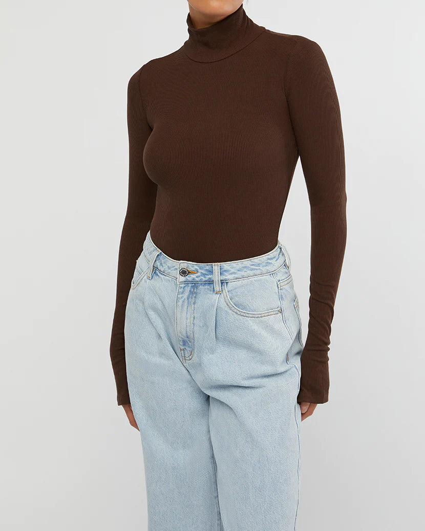 Turtle Neck Bodysuit - Umber