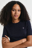 Cable Crew Neck- Evening Blue