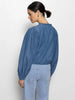 Tie Front Volume Blouse-Blue Slate