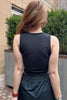 Julian Butter V-Neck Cropped Tank - Black