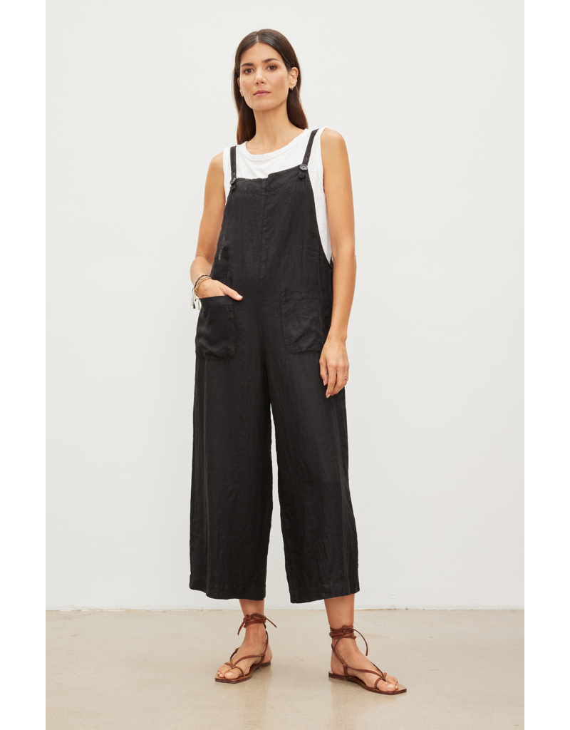 Isabel Woven Linen Jumpsuit - Black