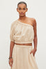 Laleen Linen One Shoulder Top - Biscuit