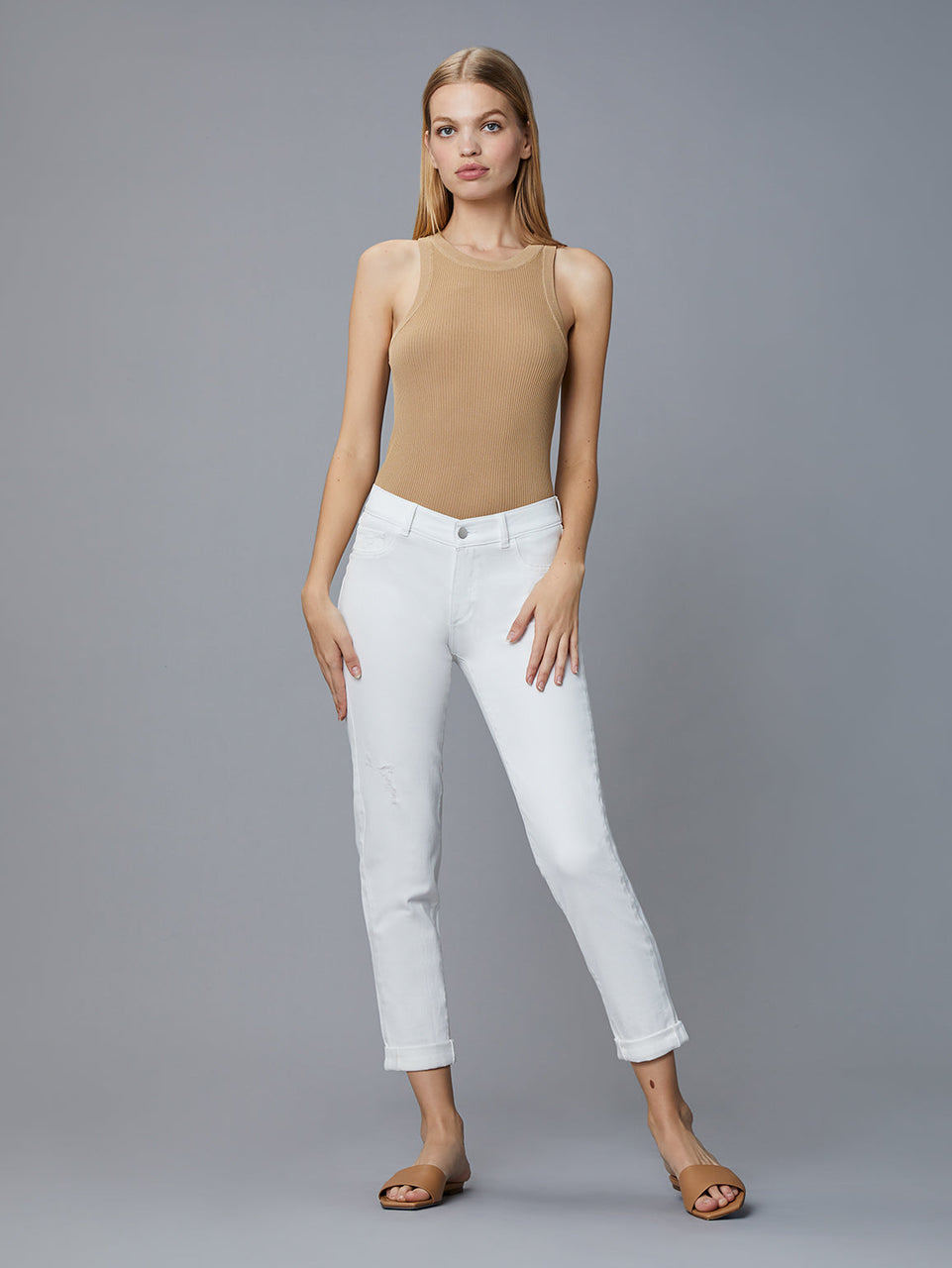 Riley Boyfriend Straight - White Distressed