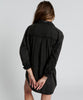 Blackout Tuxedo Shirt Dress- Black Acid
