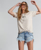 Love Stained Cotton Crew Tee- Stone Grey