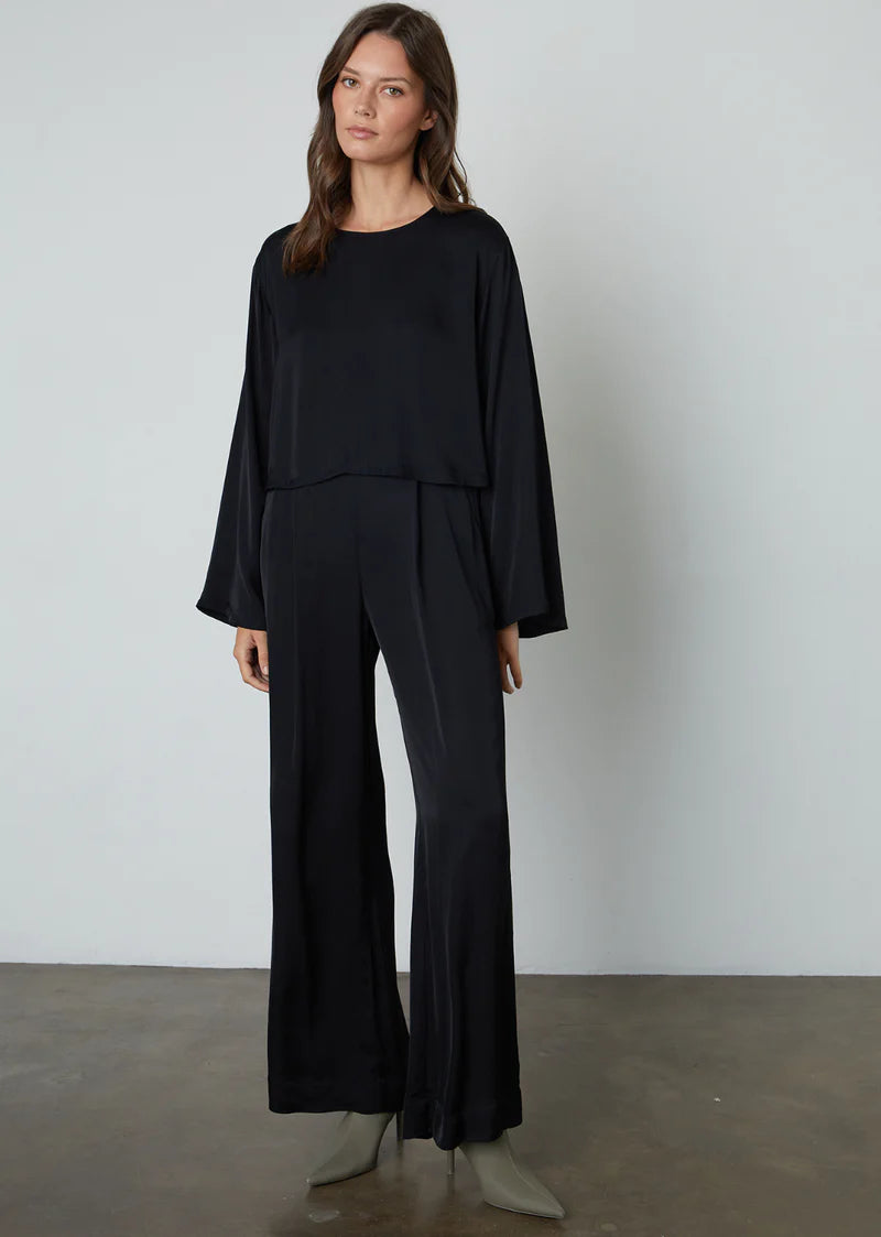 Livi Satin Viscose Pants- Black