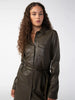 New Leather Like Shirt Dress- Olive Oil