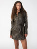 New Leather Like Shirt Dress- Olive Oil