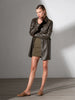New Leather Like Shirt Dress- Olive Oil