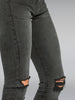 Isabel skinny mid-rise - washed blk distressed