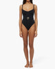 Underwire Crepe Knit One Piece - Black