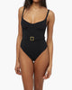 Underwire Crepe Knit One Piece - Black