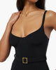 Underwire Crepe Knit One Piece - Black