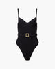 Underwire Crepe Knit One Piece - Black