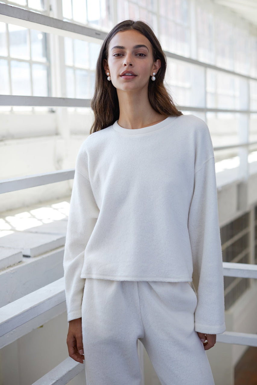 Arissa Sherpa Fleece Sweater - Cream