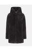 Furry Hooded Reversible Coat - Black