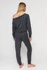 Off Shoulder Jumpsuit- Heather Vintage Black