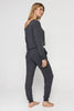 Off Shoulder Jumpsuit- Heather Vintage Black