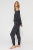 Off Shoulder Jumpsuit- Heather Vintage Black