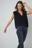 Leah Engineered Stitches Vest- Coal