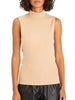 Essential Sleeveless Mock Neck Top - Light Maple