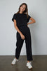 Natasha Pleated Cotton Pants- Black