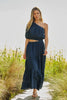 Giselle Linen One Shoulder Dress - Shadow