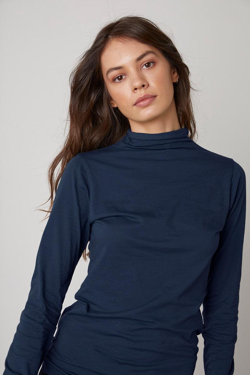 Talisia Mock Neck LS Top - Midnight
