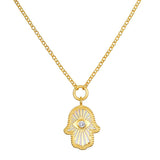 Gaining Clarity White Topaz Pearl Hamsa Necklace 18"