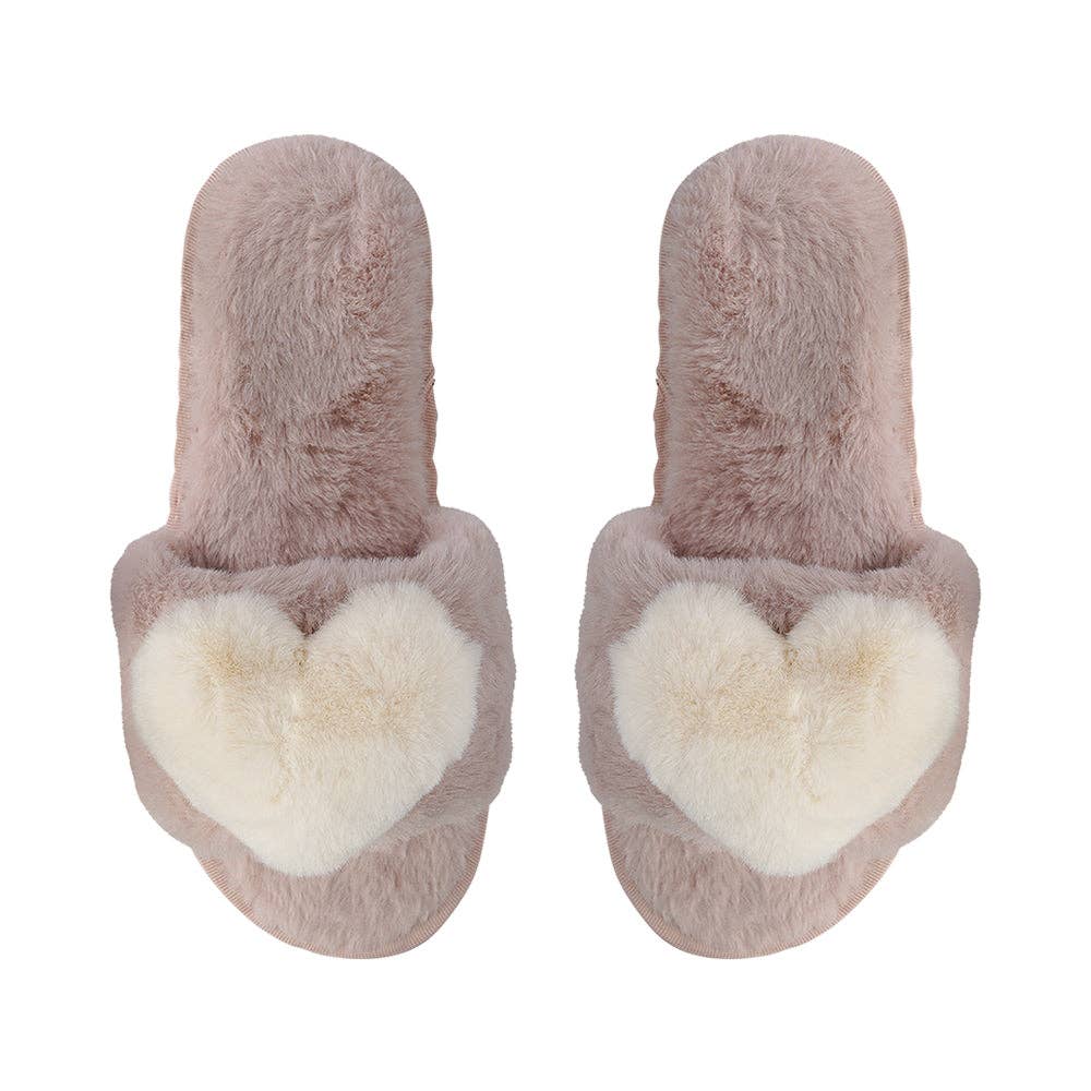 Plush Heart Slippers - Medium (7-8)