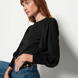Loren Peasant Tee - Jet Black