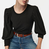 Loren Peasant Tee - Jet Black
