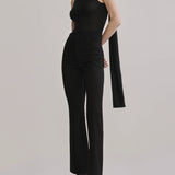 Scarf Tie Top - Black