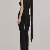 Scarf Tie Top - Black
