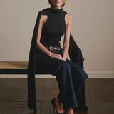 Scarf Tie Top - Black