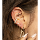 Fascinator Ear Cuff in Crystal Clear: Gold