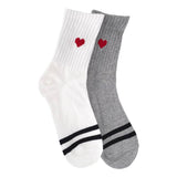 Short Heart Rib Socks - Gray