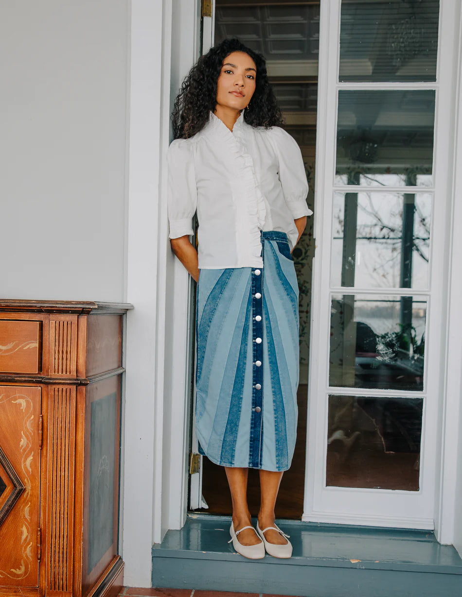 Appoline Midi Skirt - Paneled Denim
