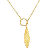Spiritual Messenger Feather Lariat Necklace 20''