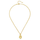 Gaining Clarity White Topaz Pearl Hamsa Necklace 18"